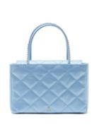Amina Muaddi - Amini Betty Crystal-handle Silk-satin Box Bag - Womens - Blue