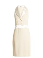 Lanvin Peak-lapel Satin-trimmed Crepe Dress