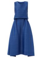 Matchesfashion.com Pleats Please Issey Miyake - Drawcord-waist Technical-pleated Dress - Womens - Blue