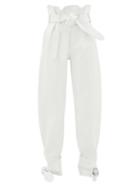 Matchesfashion.com The Attico - Belted Wide-leg Leather Trousers - Womens - White