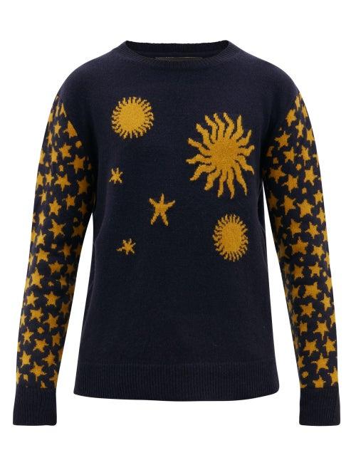 Matchesfashion.com The Elder Statesman - Starry Night Cashmere Sweater - Mens - Navy Multi