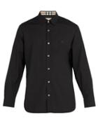 Matchesfashion.com Burberry - Logo Embroidered Cotton Blend Shirt - Mens - Black