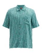 Matchesfashion.com Missoni - Cuban-collar Striped-poplin Shirt - Mens - Green Multi