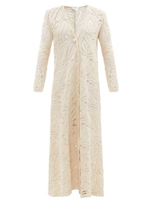 Sara Cristina - Nerea Crocheted Cotton Coverup - Womens - Beige