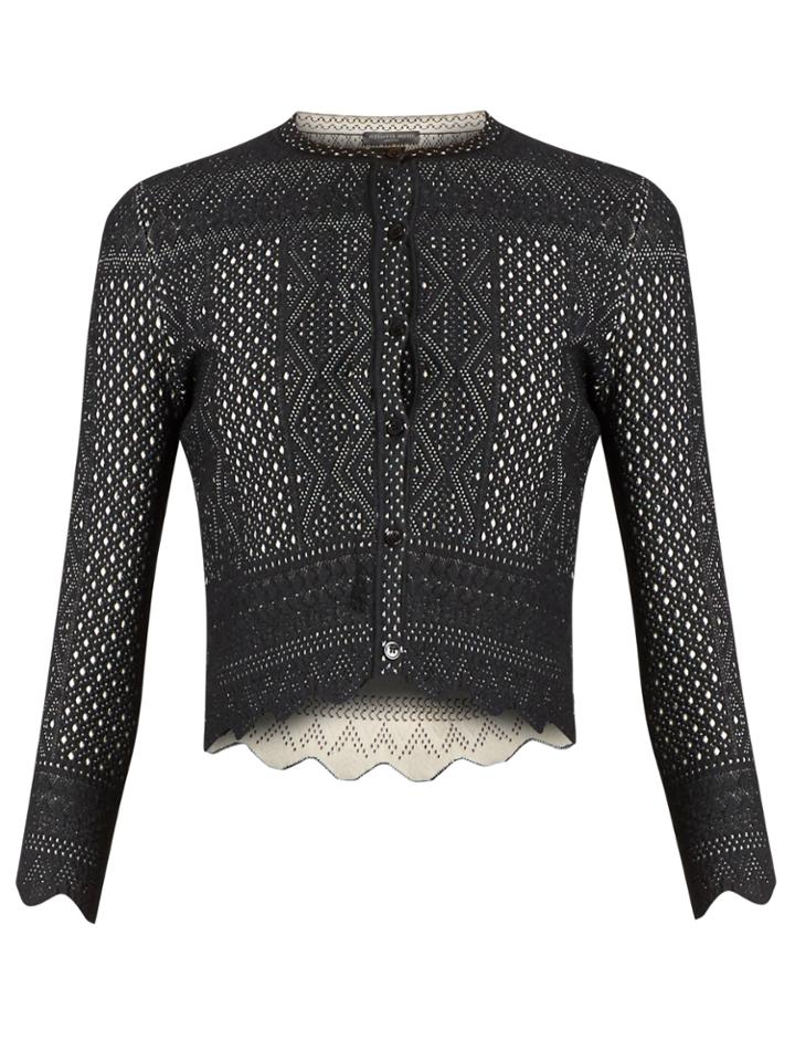Alexander Mcqueen Lace-jacquard Cropped Cardigan