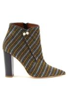 Matchesfashion.com Malone Souliers By Roy Luwolt - X Natalia Vodianova Lada Striped Ankle Boots - Womens - Gold Multi