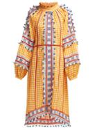 Matchesfashion.com Dodo Bar Or - Alexa Full Sleeve Embroidered Cotton Dress - Womens - Yellow Multi