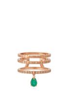 Matchesfashion.com Diane Kordas - Spectrum 18kt Rose Gold, Diamond & Emerald Ring - Womens - Green