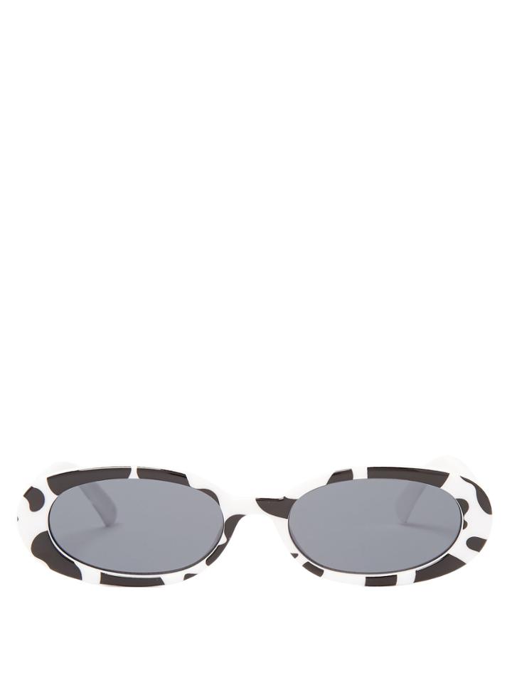 Le Specs Outta Love Safari-print Oval-frame Sunglasses