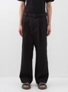 Raey - Fluid Wide-leg Cotton-blend Trousers - Mens - Black