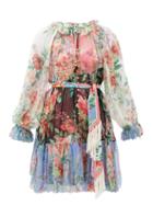 Matchesfashion.com Zimmermann - Bellitude Floral-print Silk-chiffon Mini Dress - Womens - Multi