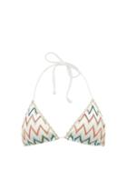 Matchesfashion.com Missoni Mare - Metallic Zigzag-knitted Triangle Bikini Top - Womens - White Multi