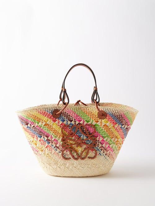 Loewe Paula's Ibiza - Anagram-logo Rainbow Raffia Basket Bag - Womens - Multi