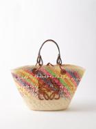Loewe Paula's Ibiza - Anagram-logo Rainbow Raffia Basket Bag - Womens - Multi