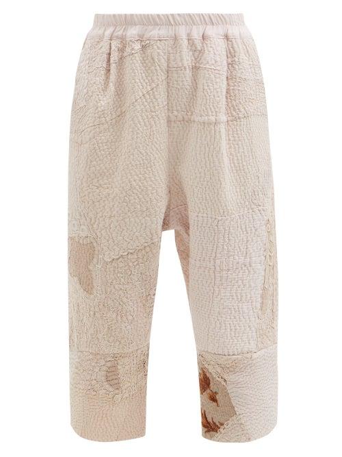 By Walid - Alain Cropped Patchwork Vintage-cotton Trousers - Womens - Pink Multi