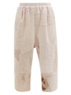 By Walid - Alain Cropped Patchwork Vintage-cotton Trousers - Womens - Pink Multi