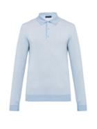 Matchesfashion.com Thom Sweeney - Long Sleeved Cotton Piqu Jersey Polo Shirt - Mens - Light Blue