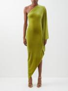 Alexandre Vauthier - Asymmetric Draped-velour Dress - Womens - Green
