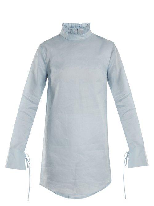 Matchesfashion.com Cecilie Bahnsen - Nelly Cotton Mini Dress - Womens - Light Blue