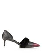 Balenciaga Mink-fur Trimmed Jacquard Pumps