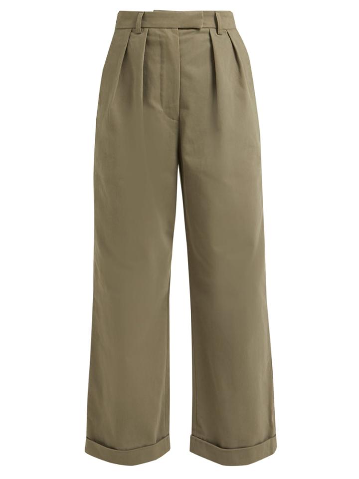 Katharine Hamnett London Camilla Pleated Wide-leg Cotton-twill Trousers