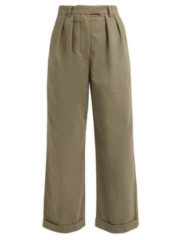 Katharine Hamnett London Camilla Pleated Wide-leg Cotton-twill Trousers