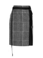 Calvin Klein Collection Leather-panel Checked Wool Skirt