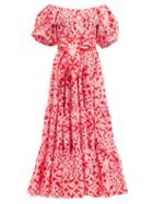 Matchesfashion.com Hester Bly - Laaka Ema Floral-print Cotton-poplin Maxi Dress - Womens - Pink