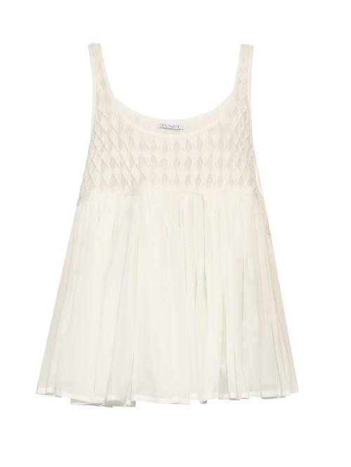 Raey Smocked Silk-georgette Cami Top
