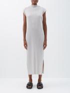 Pleats Please Issey Miyake - High-neck Technical-pleated Sleeveless Dress - Womens - Light Grey