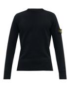 Mens Rtw Stone Island - Logo-patch Wool-blend Sweater - Mens - Black