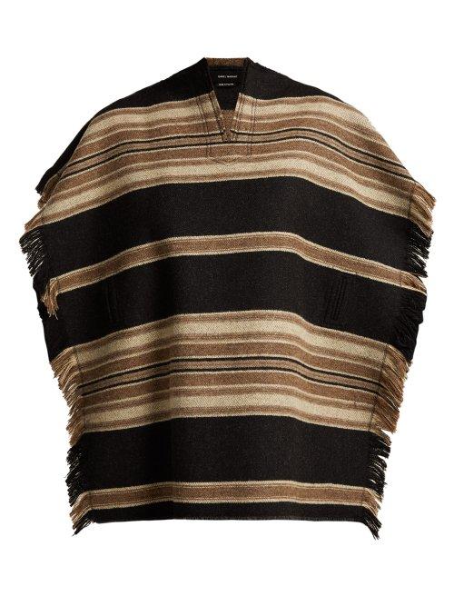 Matchesfashion.com Isabel Marant - Hollis Wool Blend Poncho - Womens - Black