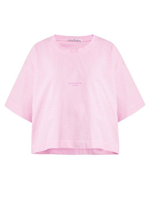 Matchesfashion.com Acne Studios - Logo Print Cotton Jersey T Shirt - Womens - Pink