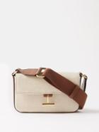 Tom Ford - Tara Mini Leather-trim Canvas Cross-body Bag - Womens - Tan White