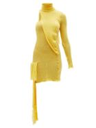 Matchesfashion.com Thebe Magugu - Roll-neck One-shoulder Wool-blend Mini Dress - Womens - Yellow
