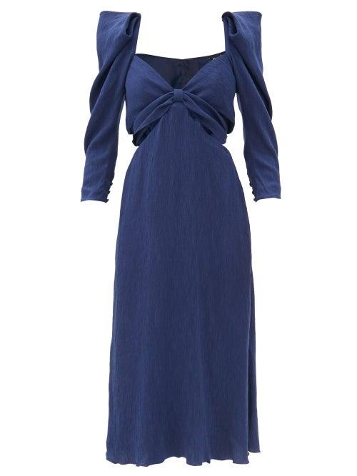 Matchesfashion.com Johanna Ortiz - The Silence Inside Me Outout Cloqu Dress - Womens - Navy