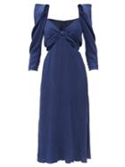Matchesfashion.com Johanna Ortiz - The Silence Inside Me Outout Cloqu Dress - Womens - Navy