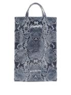 Matchesfashion.com Acne Studios - Medium Snake-print Cotton-canvas Tote Bag - Womens - Blue White