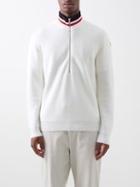 Moncler - Striped-collar Ribbed-wool Sweater - Mens - Cream