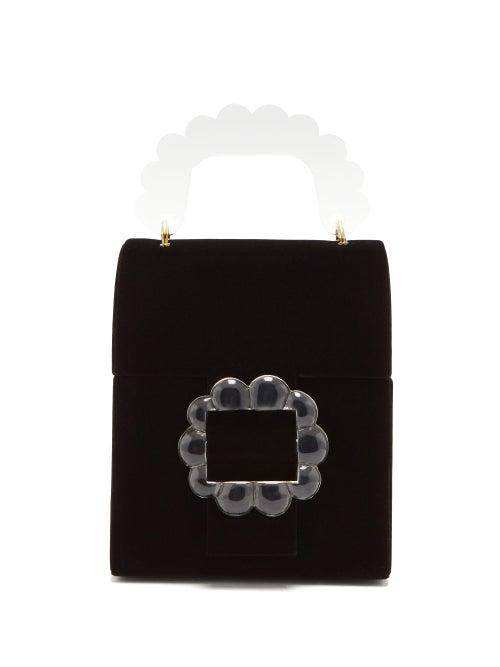Matchesfashion.com Shrimps - Bingley Floral-beaded Velvet Box Bag - Womens - Black