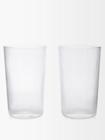 R+d.lab - Set Of Two Luisa Tall Ridged-glass Tumblers - Clear