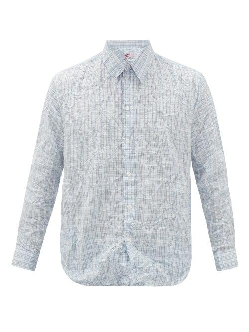 Matchesfashion.com Martine Rose - Creased Checked Poplin Shirt - Mens - Blue