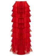 Rodarte High-rise Tiered Silk-chiffon Skirt