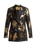 Matchesfashion.com Msgm - Metallic Jacquard Double Breasted Tuxedo Jacket - Womens - Black Gold