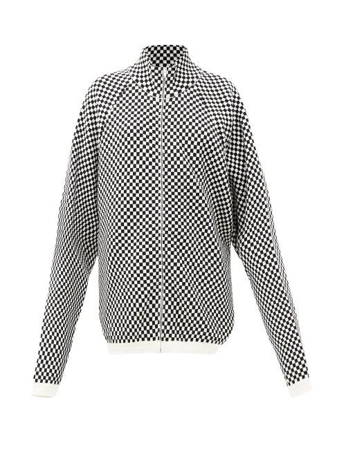 Matchesfashion.com Raf Simons - Ss00 Check Knitted Bomber Jacket - Womens - Black White
