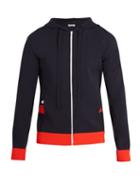 Matchesfashion.com Valentino - Hooded Stripe Appliqu Jersey Zip Up Sweatshirt - Mens - Navy