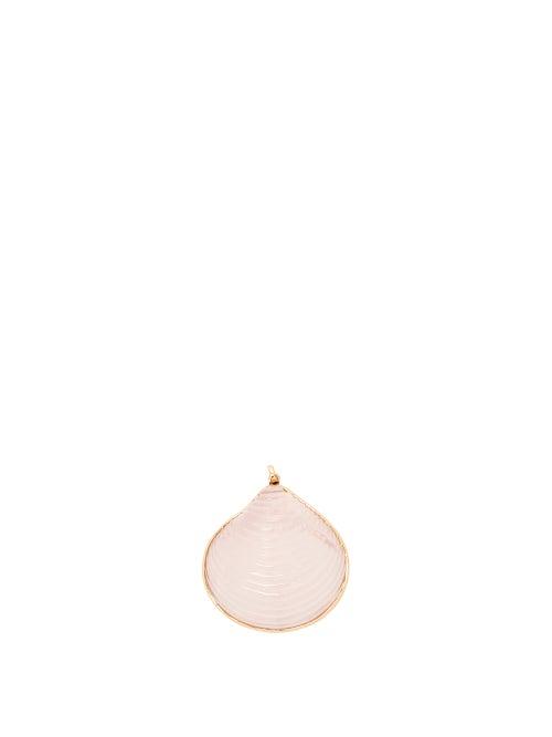 Matchesfashion.com Dezso - Grande Venus Rose-quartz & 18kt Gold Shell Charm - Womens - Clear