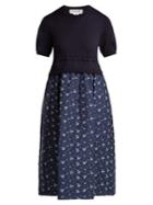 Comme Des Garçons Girl Knitted Wool And Floral Cotton-blend Dress