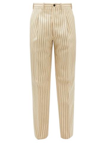 Giuliva Heritage Collection - Vito Pleated Striped Wool Trousers - Mens - Cream Multi