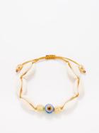 Tohum - Evil Eye Glass, Shell & 24kt Gold-plated Bracelet - Womens - Green Multi
